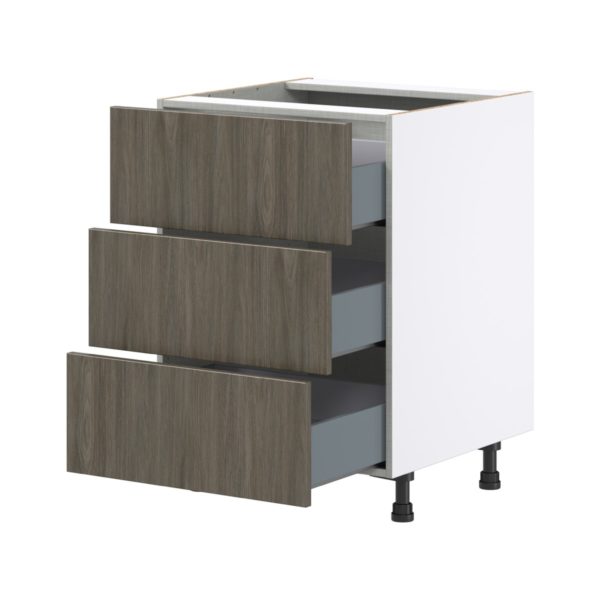 Cordyline Textured Slab Walnut Assembled Base Cabinet with Three 10 in. Drawers (24 in. W x 34.5 in. H x 24 in. D)