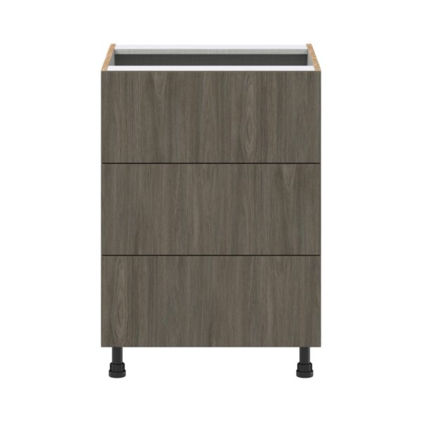 Cordyline Textured Slab Walnut Assembled Base Cabinet with Three 10 in. Drawers (24 in. W x 34.5 in. H x 24 in. D)