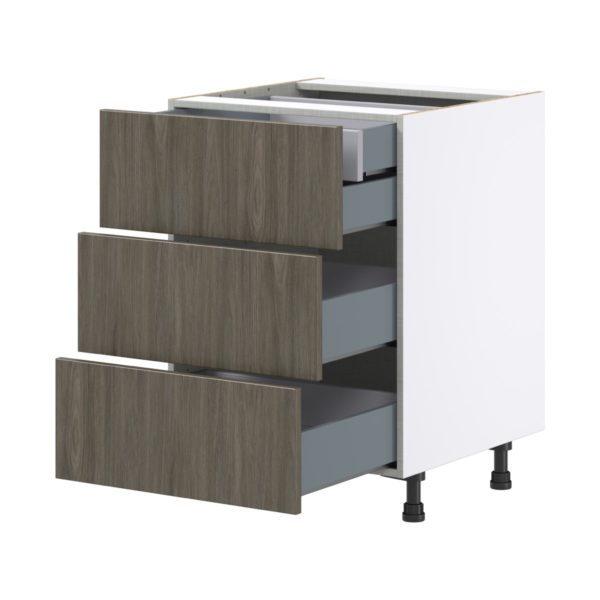 Cordyline Textured Slab Walnut Assembled Base Cabinet with Three 10 in. Drawers and 1 Inner Drawer (24 in. W x 34.5 in. H x 24 in. D)