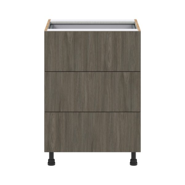 Cordyline Textured Slab Walnut Assembled Base Cabinet with Three 10 in. Drawers and 1 Inner Drawer (24 in. W x 34.5 in. H x 24 in. D)