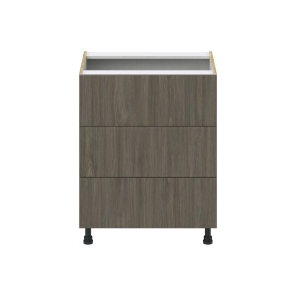 Cordyline Textured Slab Walnut Assembled Base Cabinet with Three 10 in. Drawers (27 in. W X 34.5 in. H X 24 in. D)