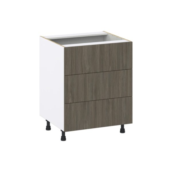 Cordyline Textured Slab Walnut Assembled Base Cabinet with Three 10 in. Drawers (27 in. W X 34.5 in. H X 24 in. D)