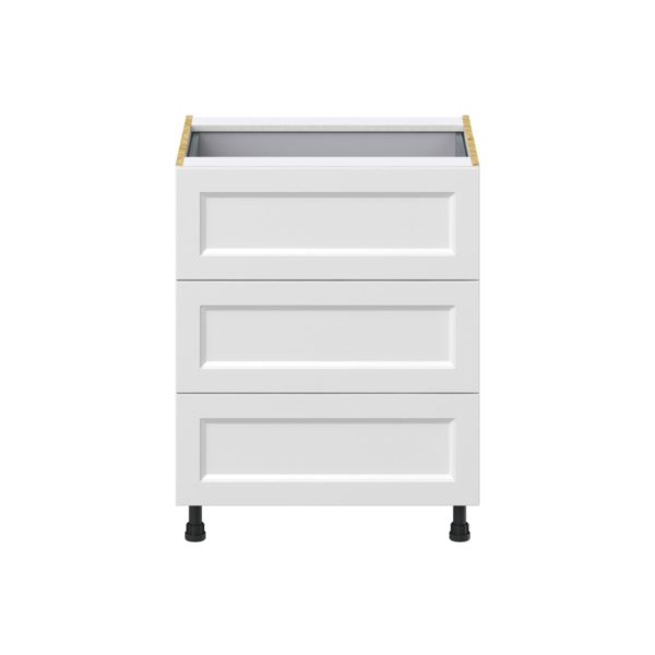 Magnolia Painted Bright White Recessed Assembled Base Cabinet with 3 Drawers and a Inner Drawer (27 in. W X 34.5 in. H X 24 in. D)