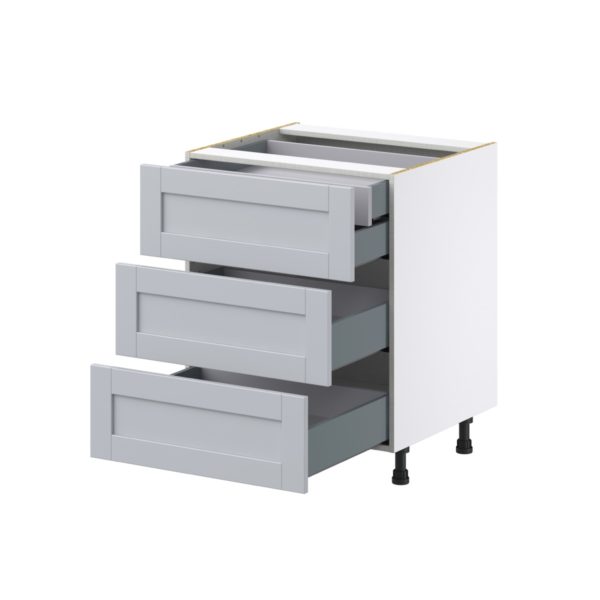 Sea Holly Light Gray  Shaker Assembled Base Cabinet with 3 Drawers and a Inner Drawer (27 in. W X 34.5 in. H X 24 in. D)