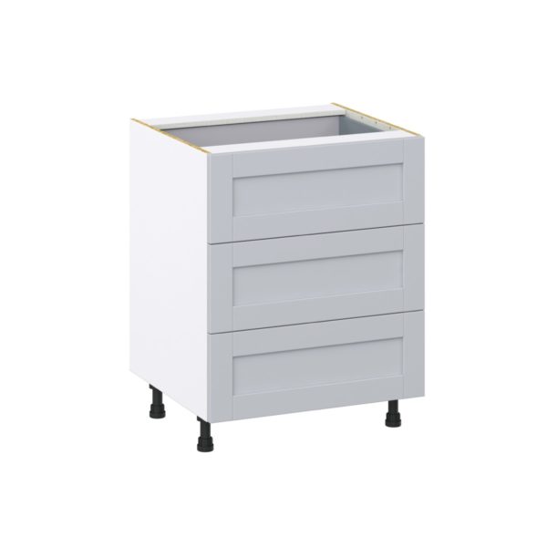 Sea Holly Light Gray  Shaker Assembled Base Cabinet with 3 Drawers and a Inner Drawer (27 in. W X 34.5 in. H X 24 in. D)