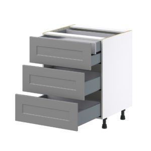 Willow Painted Slate Gray  Shaker Assembled Base Cabinet with 3 Drawers and a Inner Drawer (27 in. W X 34.5 in. H X 24 in. D)