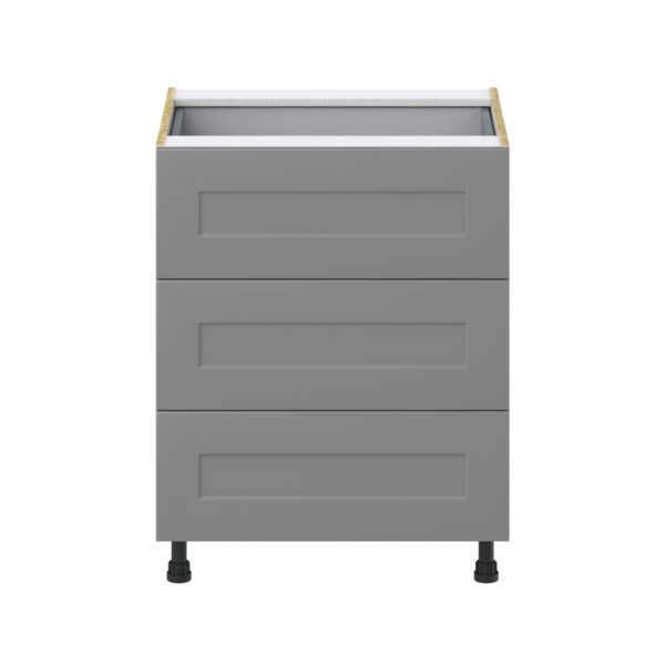 Willow Painted Slate Gray  Shaker Assembled Base Cabinet with 3 Drawers and a Inner Drawer (27 in. W X 34.5 in. H X 24 in. D)