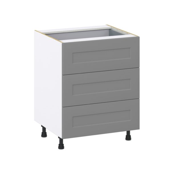 Willow Painted Slate Gray  Shaker Assembled Base Cabinet with 3 Drawers and a Inner Drawer (27 in. W X 34.5 in. H X 24 in. D)