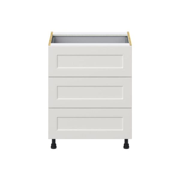 Wisteria Painted Light Gray Recessed Assembled Base Cabinet with 3 Drawers and a Inner Drawer (27 in. W X 34.5 in. H X 24 in. D)