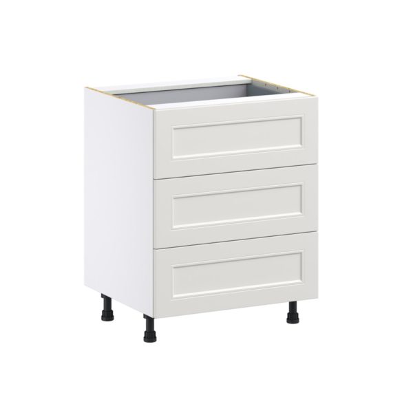 Wisteria Painted Light Gray Recessed Assembled Base Cabinet with 3 Drawers and a Inner Drawer (27 in. W X 34.5 in. H X 24 in. D)