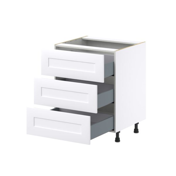 Jasmine Painted Warm White  Shaker Assembled Base Cabinet with Three 10 in. Drawers (27 in. W X 34.5 in. H X 24 in. D)