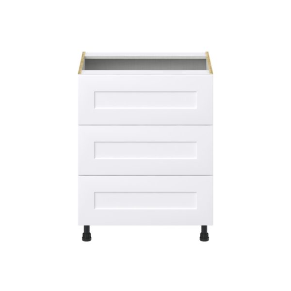 Jasmine Painted Warm White  Shaker Assembled Base Cabinet with Three 10 in. Drawers (27 in. W X 34.5 in. H X 24 in. D)