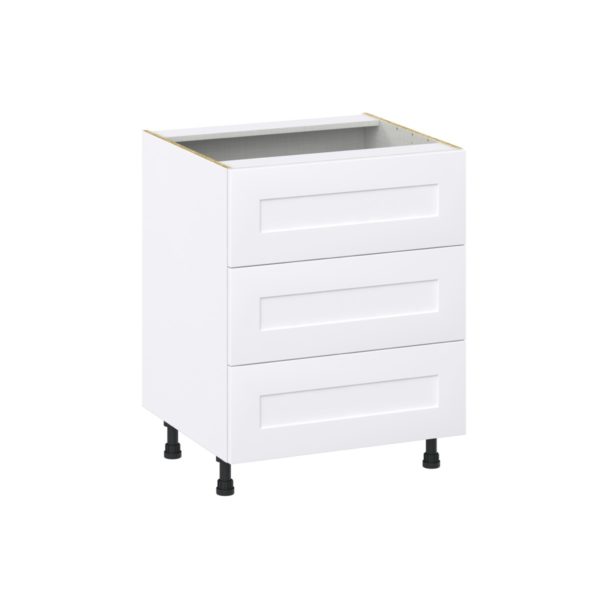 Jasmine Painted Warm White  Shaker Assembled Base Cabinet with Three 10 in. Drawers (27 in. W X 34.5 in. H X 24 in. D)