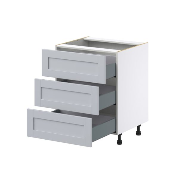 Sea Holly Light Gray  Shaker Assembled Base Cabinet with Three 10 in. Drawers (27 in. W X 34.5 in. H X 24 in. D)