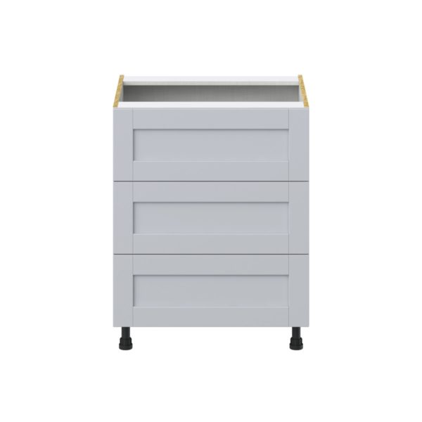 Sea Holly Light Gray  Shaker Assembled Base Cabinet with Three 10 in. Drawers (27 in. W X 34.5 in. H X 24 in. D)