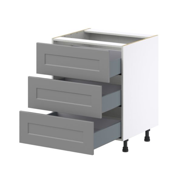 Willow Painted Slate Gray  Shaker Assembled Base Cabinet with Three 10 in. Drawers (27 in. W X 34.5 in. H X 24 in. D)