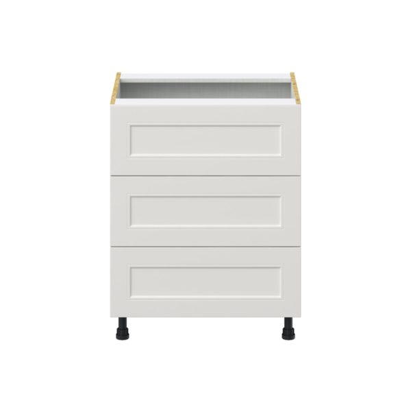 Wisteria Painted Light Gray Recessed Assembled Base Cabinet with Three 10 in. Drawers (27 in. W X 34.5 in. H X 24 in. D)