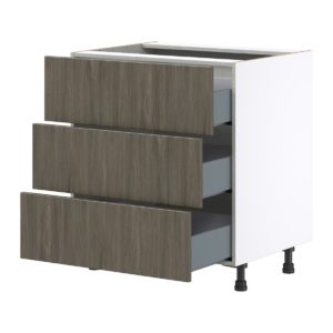 Cordyline Textured Slab Walnut Assembled Base Cabinet with Three 10 in. Drawers (30 in. W x 34.5 in. H x 24 in. D)