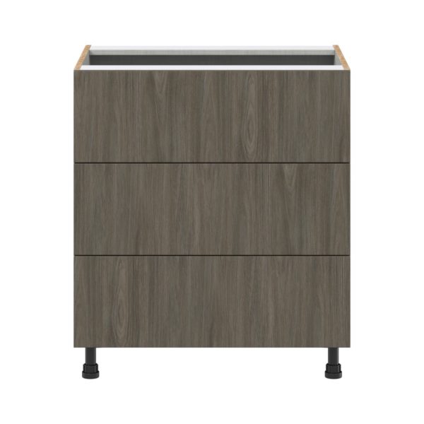 Cordyline Textured Slab Walnut Assembled Base Cabinet with Three 10 in. Drawers (30 in. W x 34.5 in. H x 24 in. D)