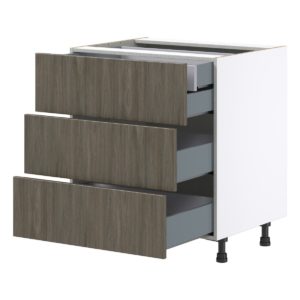 Cordyline Textured Slab Walnut Assembled Base Cabinet with Three 10 in. Drawers and 1 Inner Drawer (30 in. W x 34.5 in. H x 24 in. D)