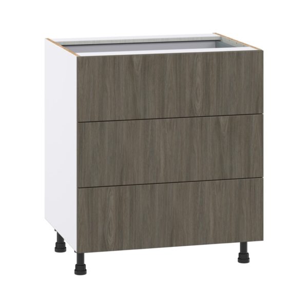 Cordyline Textured Slab Walnut Assembled Base Cabinet with Three 10 in. Drawers and 1 Inner Drawer (30 in. W x 34.5 in. H x 24 in. D)