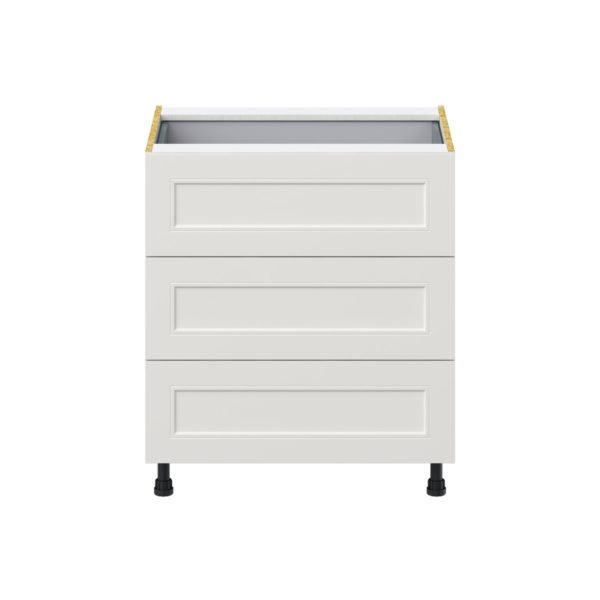 Wisteria Painted Light Gray Recessed Assembled Base Cabinet with Three 10 in. Drawers and 1 Inner Drawer (30 in. W x 34.5 in. H x 24 in. D)