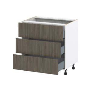 Cordyline Textured Slab Walnut Assembled Base Cabinet with Three 10 in. Drawers (33 in. W X 34.5 in. H X 24 in. D)