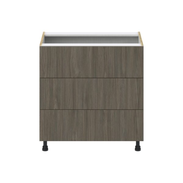 Cordyline Textured Slab Walnut Assembled Base Cabinet with Three 10 in. Drawers (33 in. W X 34.5 in. H X 24 in. D)