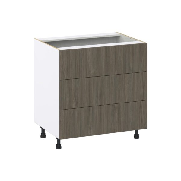 Cordyline Textured Slab Walnut Assembled Base Cabinet with Three 10 in. Drawers (33 in. W X 34.5 in. H X 24 in. D)