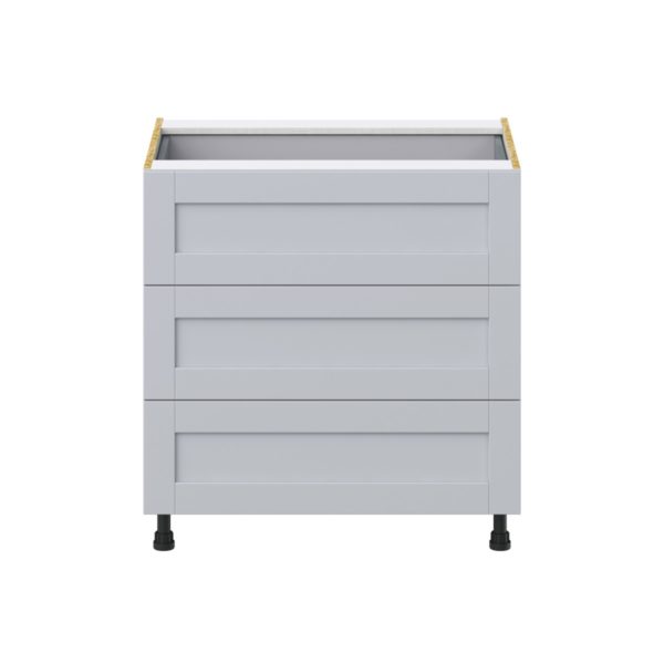 Sea Holly Light Gray  Shaker Assembled Base Cabinet with Three 10 in. Drawers and 1 Inner Drawer (33 in. W X 34.5 in. H X 24 in. D)