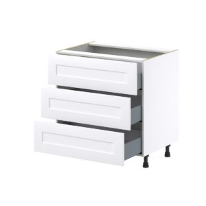 Jasmine Painted Warm White  Shaker Assembled Base Cabinet with Three 10 in. Drawers (33 in. W X 34.5 in. H X 24 in. D)