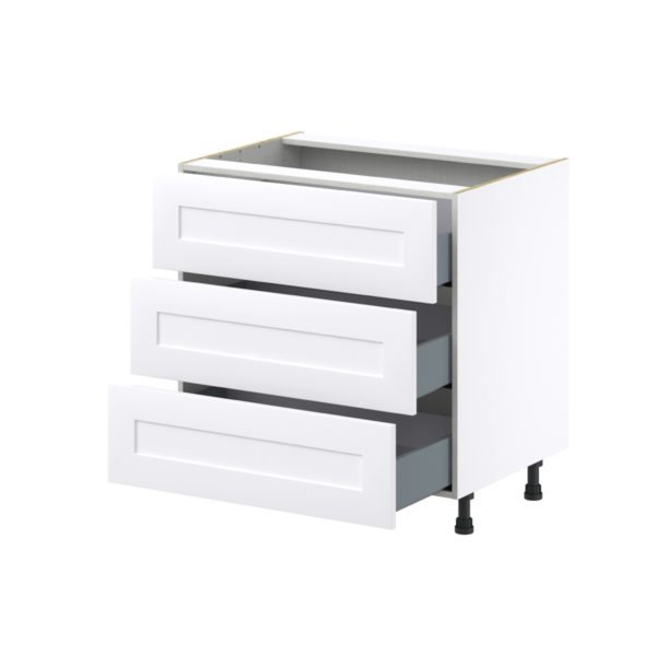 Jasmine Painted Warm White  Shaker Assembled Base Cabinet with Three 10 in. Drawers (33 in. W X 34.5 in. H X 24 in. D)