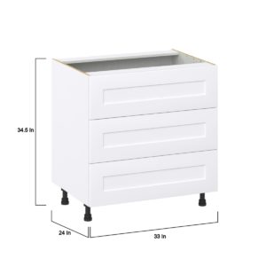 Jasmine Painted Warm White  Shaker Assembled Base Cabinet with Three 10 in. Drawers (33 in. W X 34.5 in. H X 24 in. D)