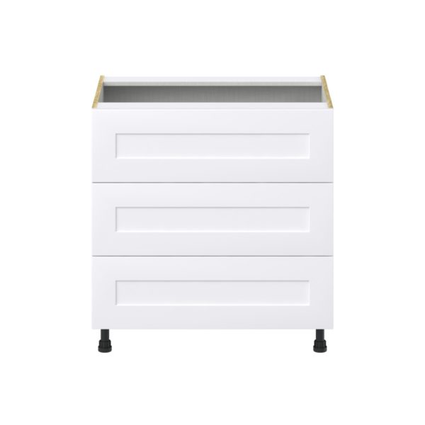 Jasmine Painted Warm White  Shaker Assembled Base Cabinet with Three 10 in. Drawers (33 in. W X 34.5 in. H X 24 in. D)