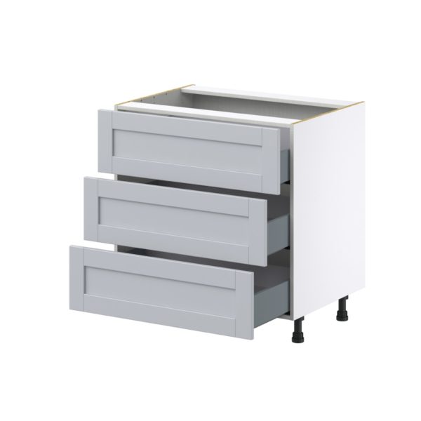 Sea Holly Light Gray  Shaker Assembled Base Cabinet with Three 10 in. Drawers (33 in. W X 34.5 in. H X 24 in. D)