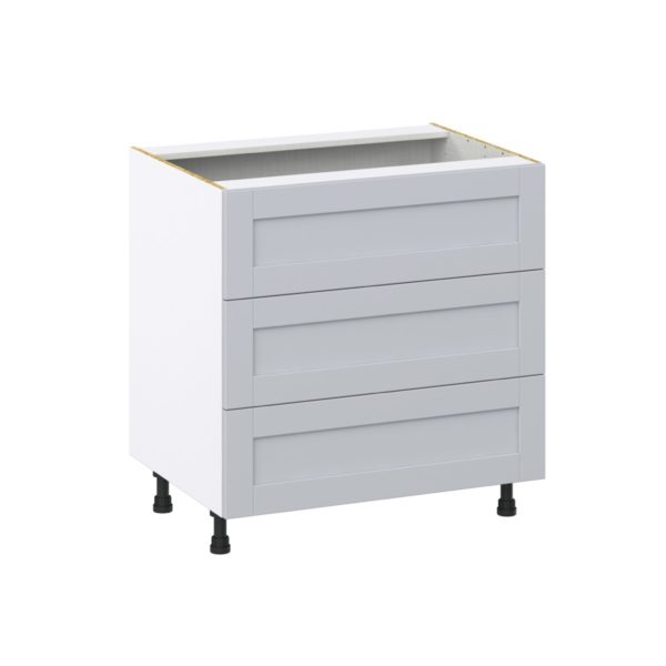 Sea Holly Light Gray  Shaker Assembled Base Cabinet with Three 10 in. Drawers (33 in. W X 34.5 in. H X 24 in. D)