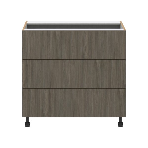 Cordyline Textured Slab Walnut Assembled Base Cabinet with Three 10 in. Drawers (36 in. W x 34.5 in. H x 24 in. D)