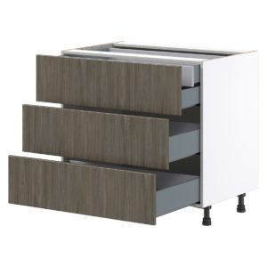 Cordyline Textured Slab Walnut Assembled Base Cabinet with Three 10 in. Drawers and 1 Inner Drawer (36 in. W x 34.5 in. H x 24 in. D)