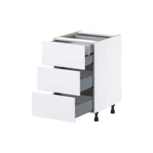 Lily Bright White  Slab Assembled Base Cabinet with Three 10 in. Drawers and a Inner Drawer (21 in. W X 34.5 in. H X 24 in. D)