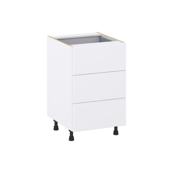 Lily Bright White  Slab Assembled Base Cabinet with Three 10 in. Drawers and a Inner Drawer (21 in. W X 34.5 in. H X 24 in. D)