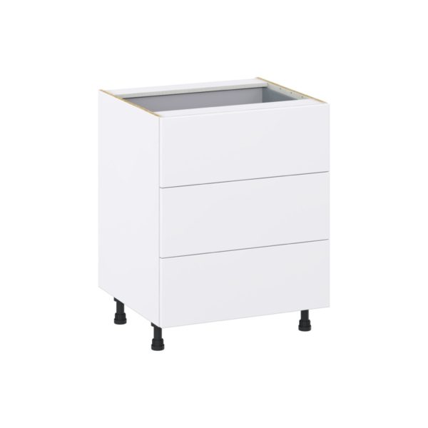 Lily Bright White  Slab Assembled Base Cabinet with 3 Drawers and a Inner Drawer (27 in. W X 34.5 in. H X 24 in. D)