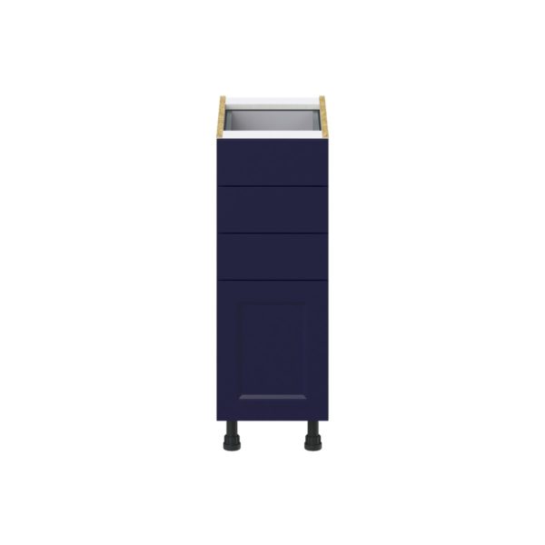 Camellia Painted Midnight Blue Recessed Assembled Base Cabinet with 4 Drawers (12 in. W X 34.5 in. H X 24 in. D)