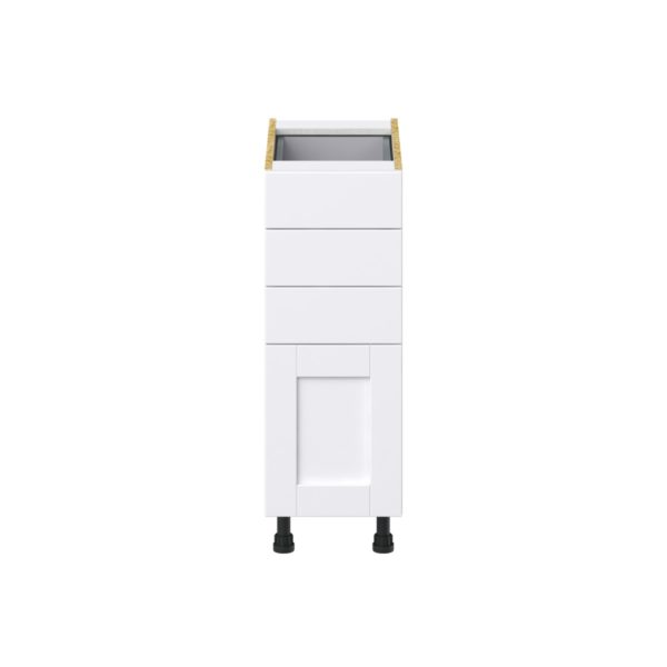 Dahlia Bright White  Shaker Assembled Base Cabinet with 4 Drawers (12 in. W X 34.5 in. H X 24 in. D)