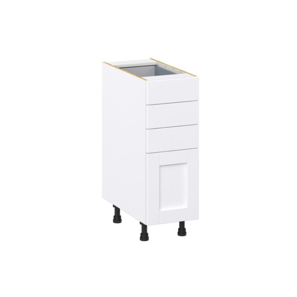 Dahlia Bright White  Shaker Assembled Base Cabinet with 4 Drawers (12 in. W X 34.5 in. H X 24 in. D)