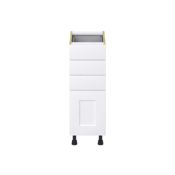 Jasmine Painted Warm White  Shaker Assembled Base Cabinet with 4 Drawers (12 in. W X 34.5 in. H X 24 in. D)