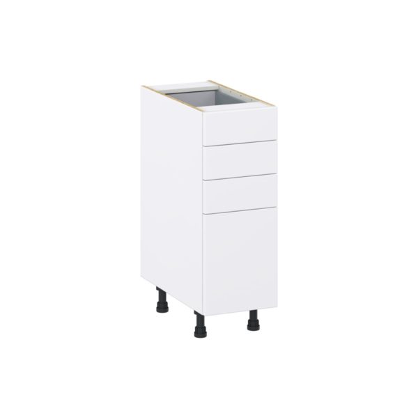 Lily Bright White  Slab Assembled Base Cabinet with 4 Drawers (12 in. W X 34.5 in. H X 24 in. D)