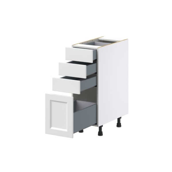 Magnolia Painted Bright White Recessed Assembled Base Cabinet with 4 Drawers (12 in. W X 34.5 in. H X 24 in. D)