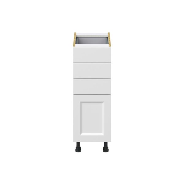 Magnolia Painted Bright White Recessed Assembled Base Cabinet with 4 Drawers (12 in. W X 34.5 in. H X 24 in. D)