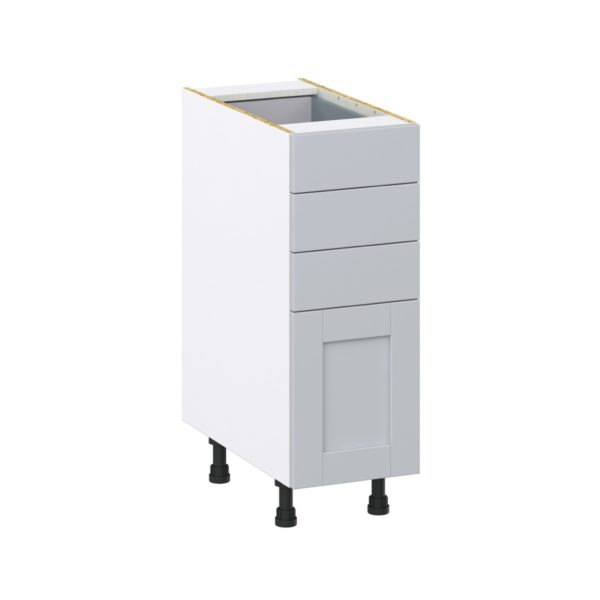 Sea Holly Light Gray  Shaker Assembled Base Cabinet with 4 Drawers (12 in. W X 34.5 in. H X 24 in. D)