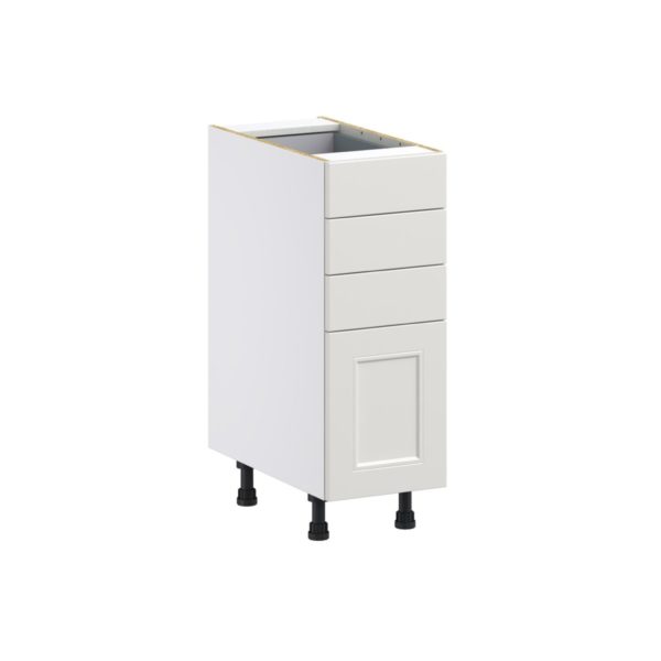 Wisteria Painted Light Gray Recessed Assembled Base Cabinet with 4 Drawers (12 in. W X 34.5 in. H X 24 in. D)